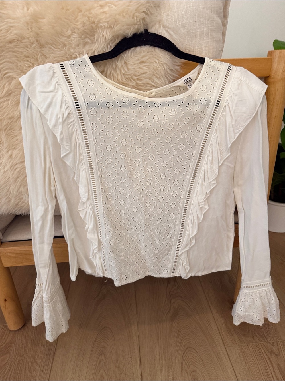 Jack by BB Dakota White Eyelet Ruffle Blouse